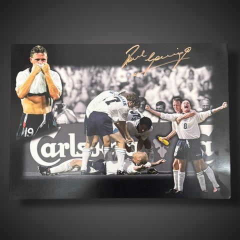 Framed England - Paul Gascoigne Signed Football Photo Montage Style £49.99 16X201
