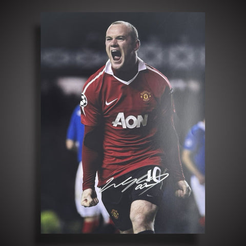 16x12 Inches - Wayne Rooney Manchester United Signed Photo With COA £450