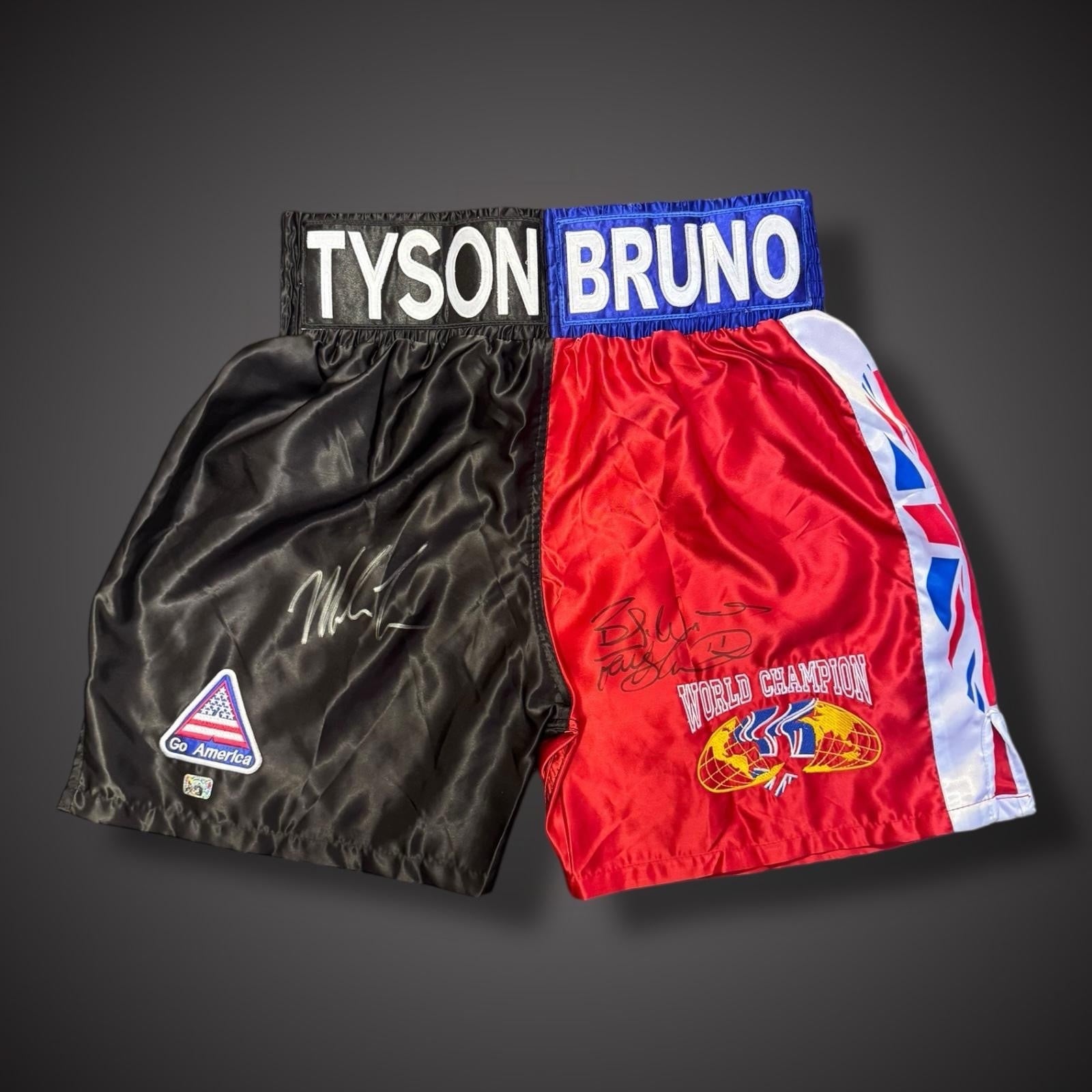 Mike Tyson & Frank Bruno Dual Signed Boxing Shorts £4990