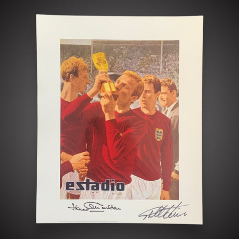 Geoff Hurst And Jack Charlton Dual Signed Famous Photo COA £29.99 16X230
