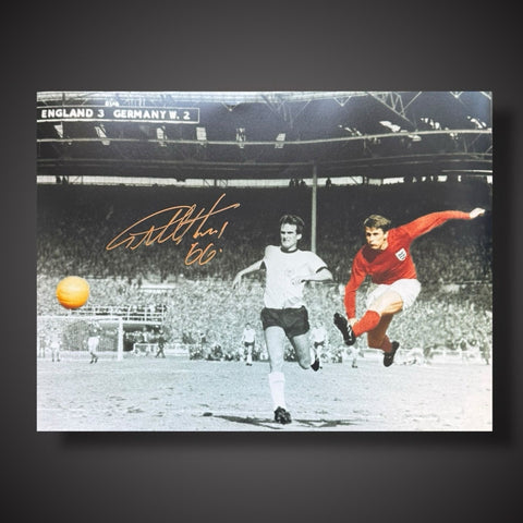 Sir Geoff Hurst HandSigned In Gold Inscribed  66 16 X 12 Photograph  COA  £450
