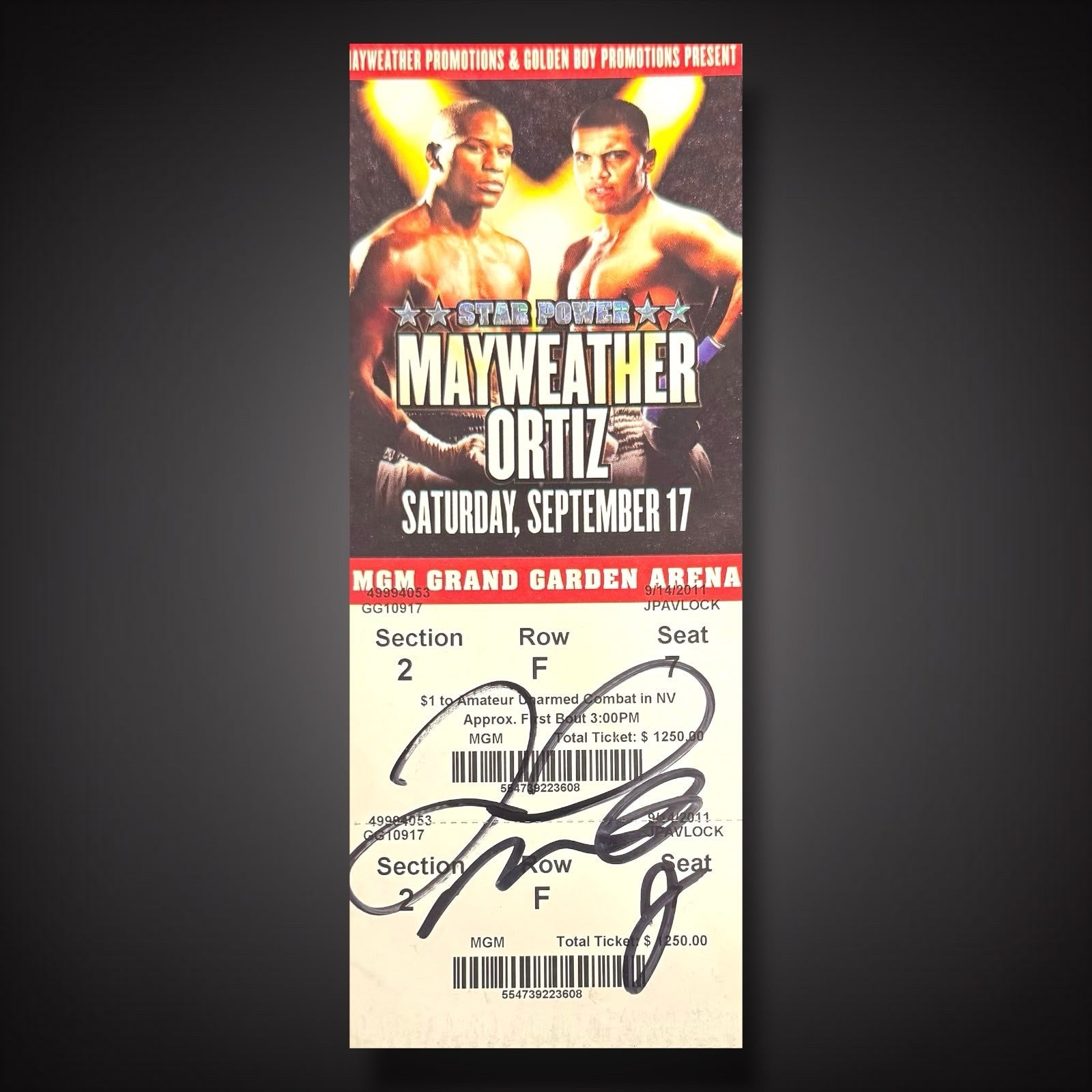 Floyd Money Mayweather Vs Ortiz Fight Ticket Hand Signed £549 With COA0