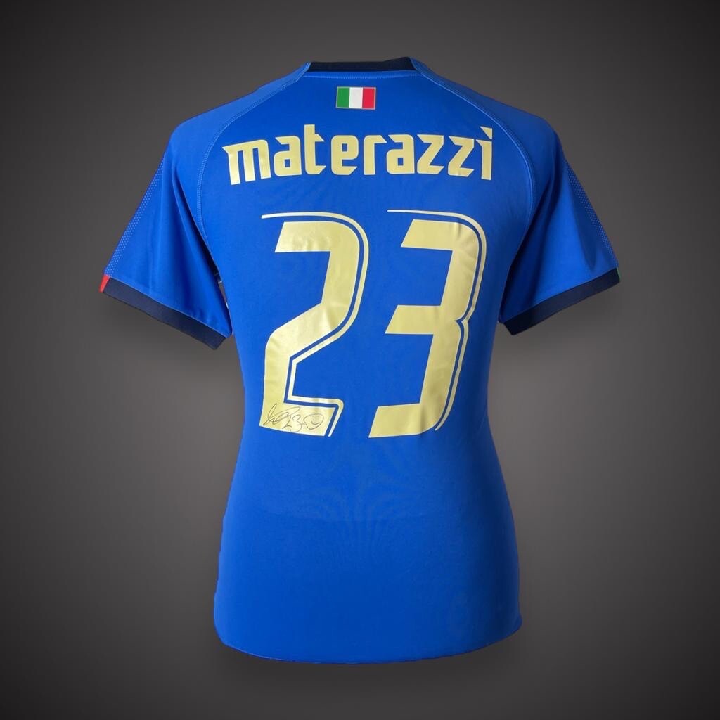 Fantastic Marco Materazzi - Italy Hand Signed Football Shirt £199 With COA0