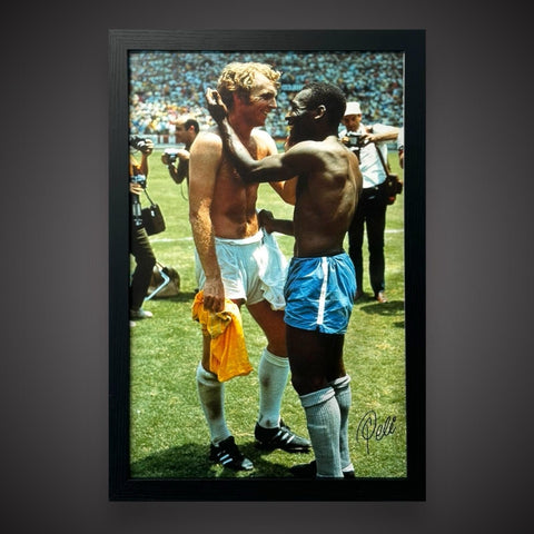 Framed Pele Signed Brazil GIANT CANVAS With Bobby Moore With COA £350 Or Offers0