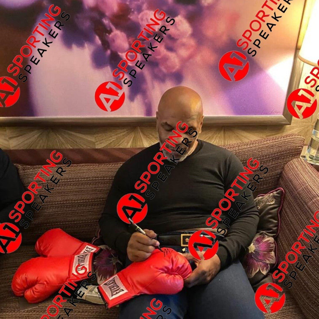 Framed Mike Tyson Signed Red Everlast Boxing Glove With COA  £3502