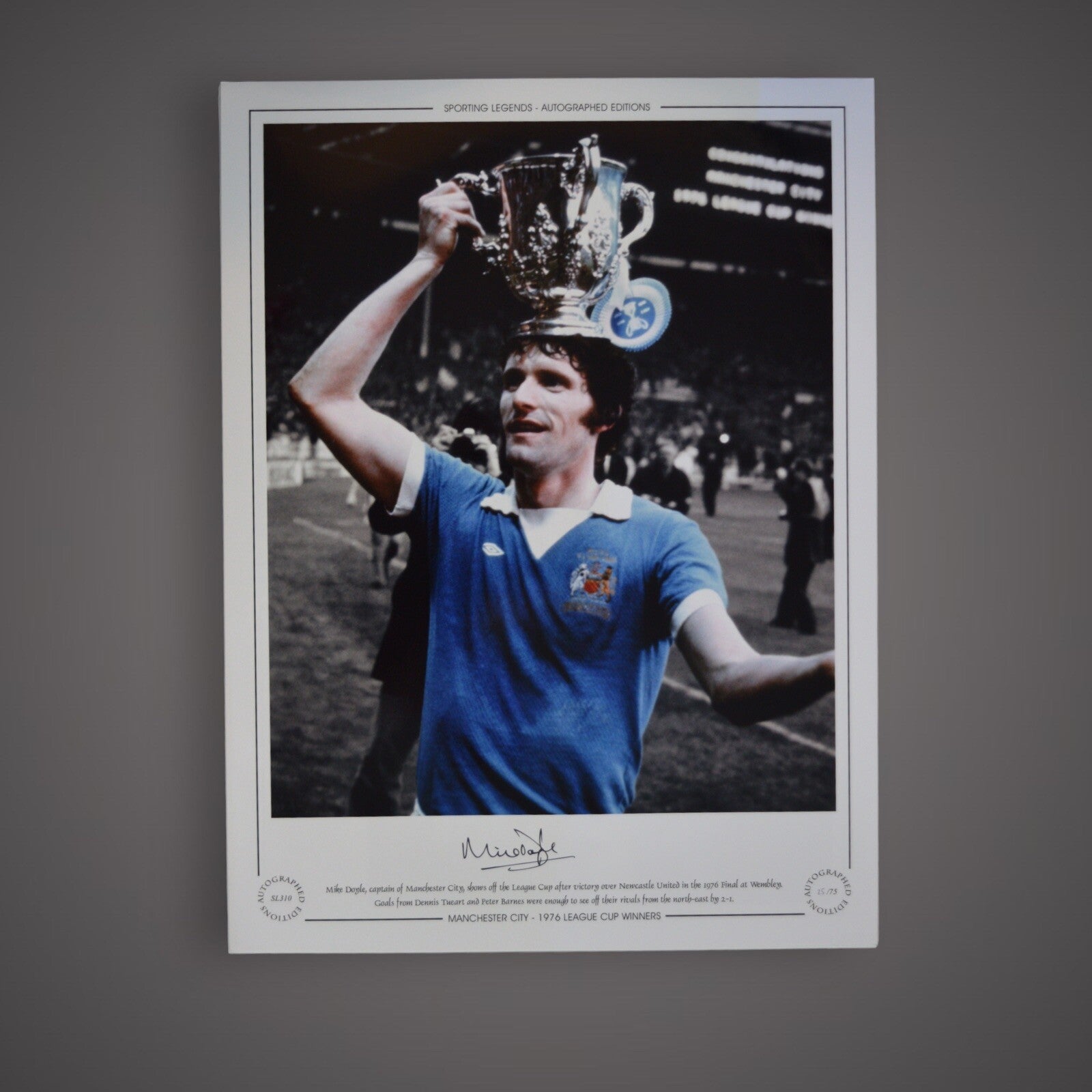 Mike Doyle Hand Signed - Manchester City 1976 League Cup Winners £250