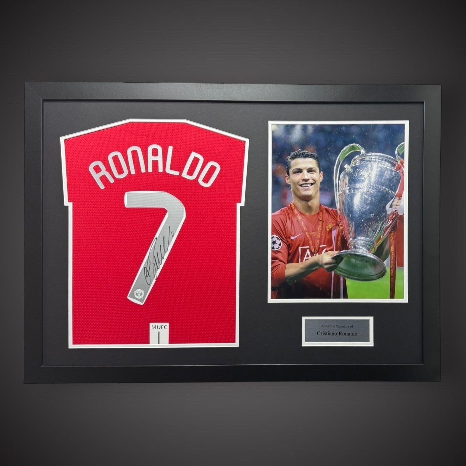 Panoramic Framed Cristiano Ronaldo Signed Manchester United Football Shirt  £7490
