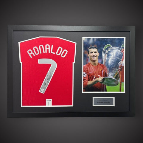 Panoramic Framed Cristiano Ronaldo Signed Manchester United Football Shirt  £7490