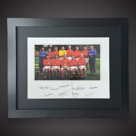 FRAMED England 66 Team Photo Hand Signed By 9 Players £2350
