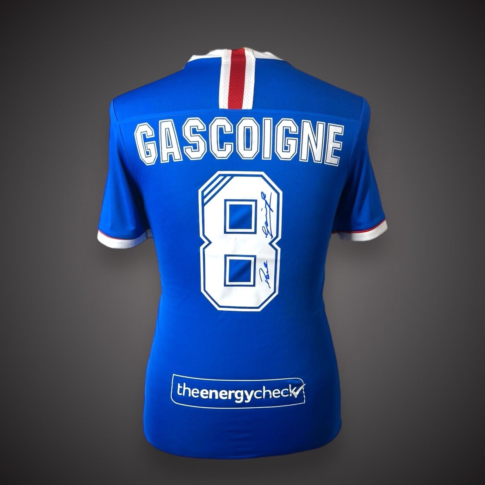 Paul Gascoigne Hand Signed Rangers Football Shirt With COA £2990
