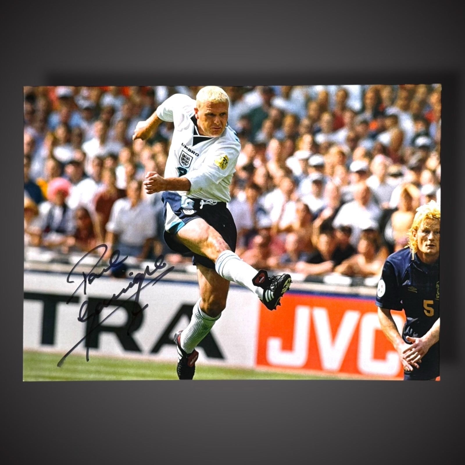 England - Paul Gascoigne Hand Signed Football Photograph £29.99 With COA 12X160