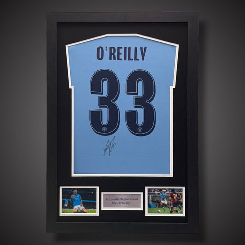 Nico O’Reilly Hand Signed Framed Manchester City Football Shirt £2990