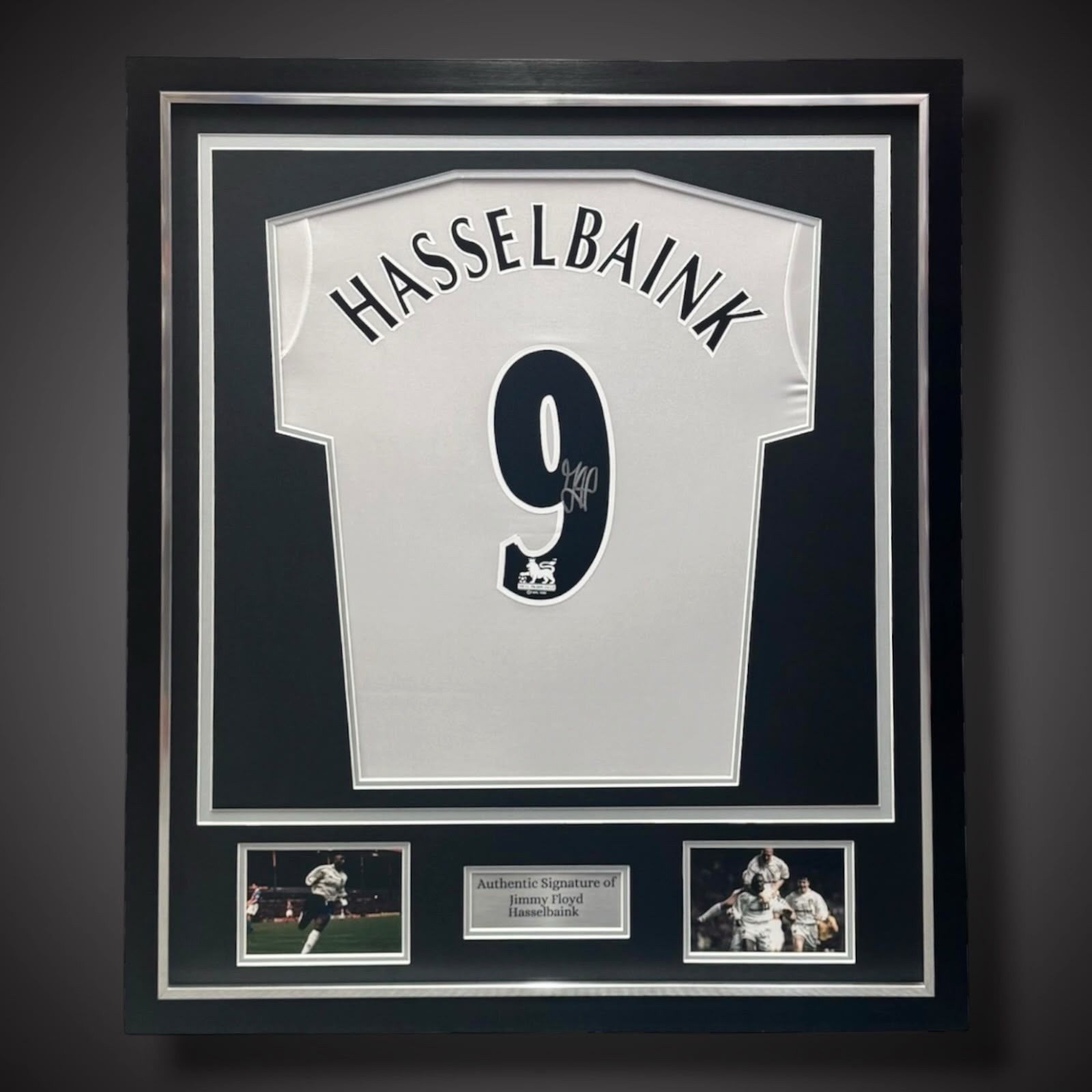 Jimmy Floyd Hasselbaink  Signed Leeds United Football Shirt  £349 Deluxe Framed0