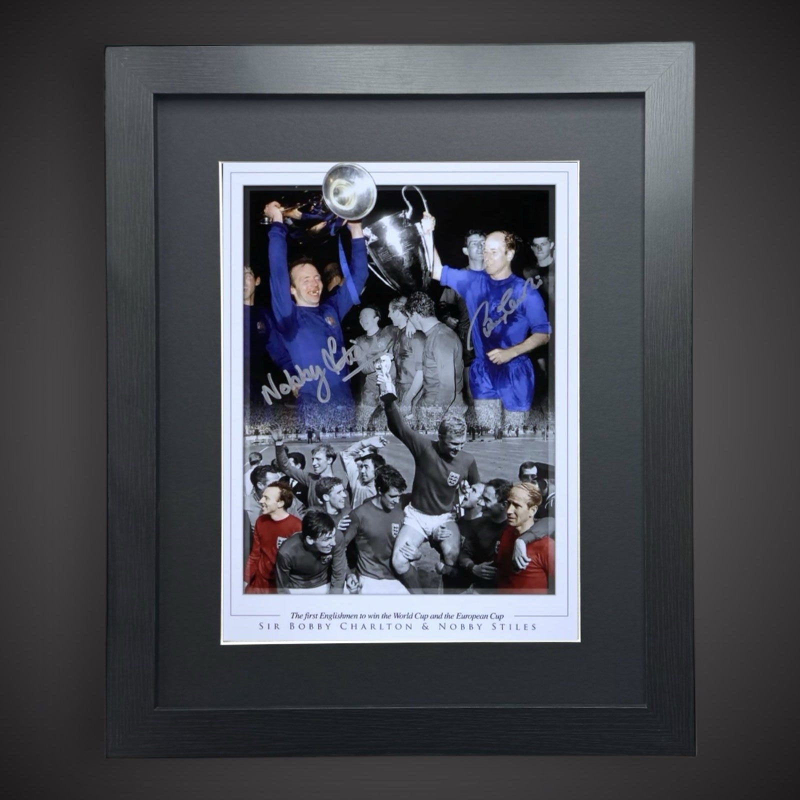 Sir Bobby Charlton & Nobby Stiles Dual Signed Framed Photo £89.990