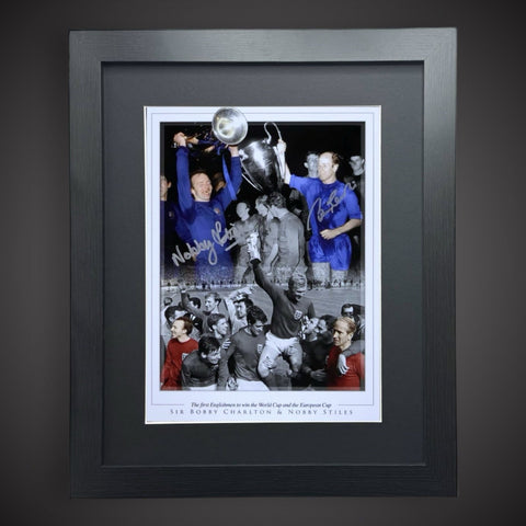 Sir Bobby Charlton & Nobby Stiles Dual Signed Framed Photo £89.990