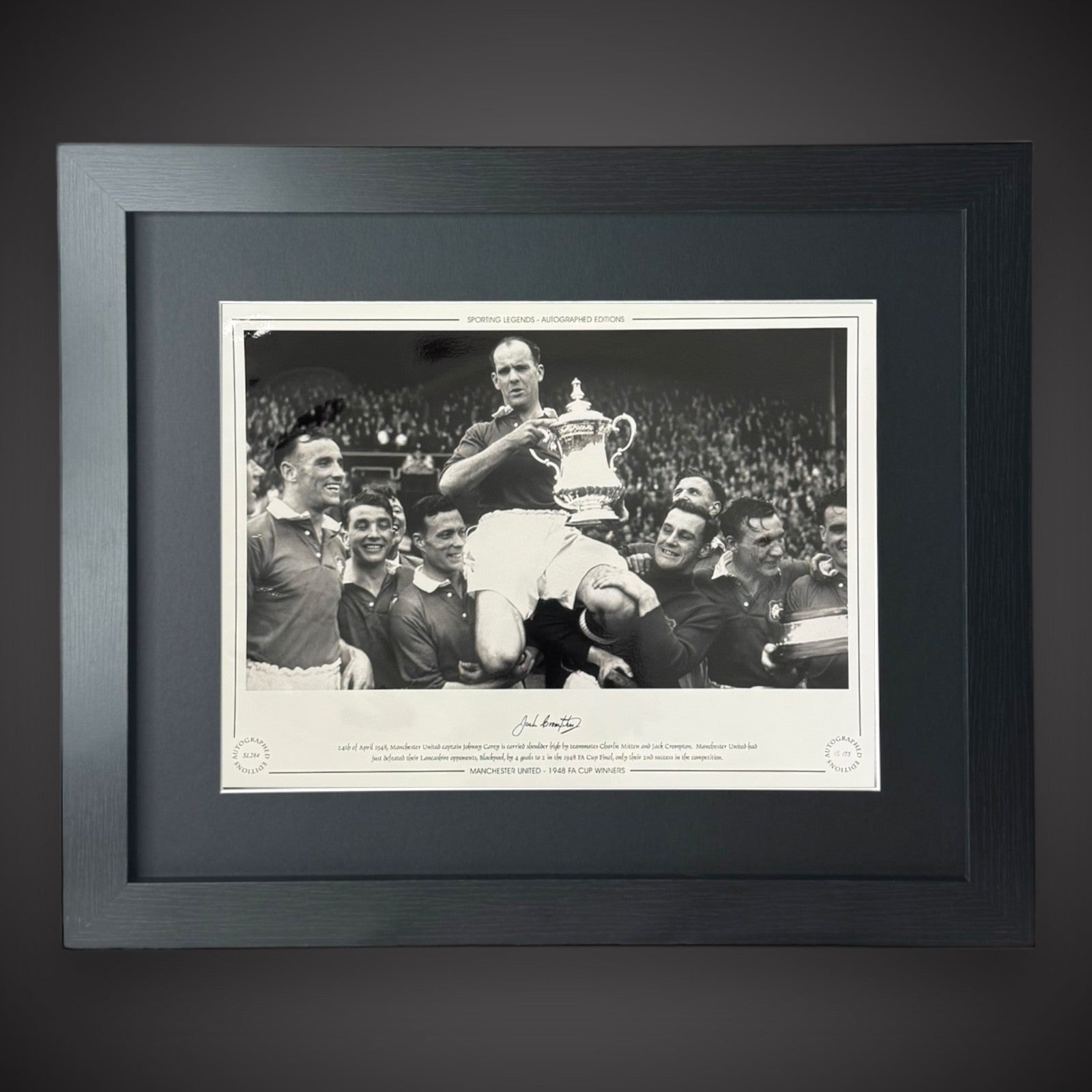 FRAMED Jack Crompton & Johnny Morris Signed Manchester United Photo0