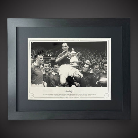 FRAMED Jack Crompton & Johnny Morris Signed Manchester United Photo0