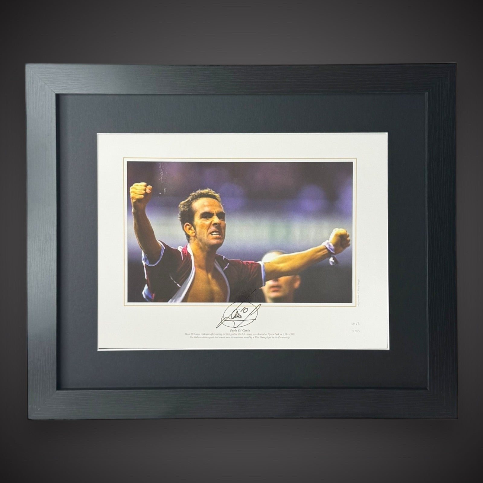 FRAMED Paolo Di Canio Superb Signed  Photo From West Ham’s 99 Season £79.990