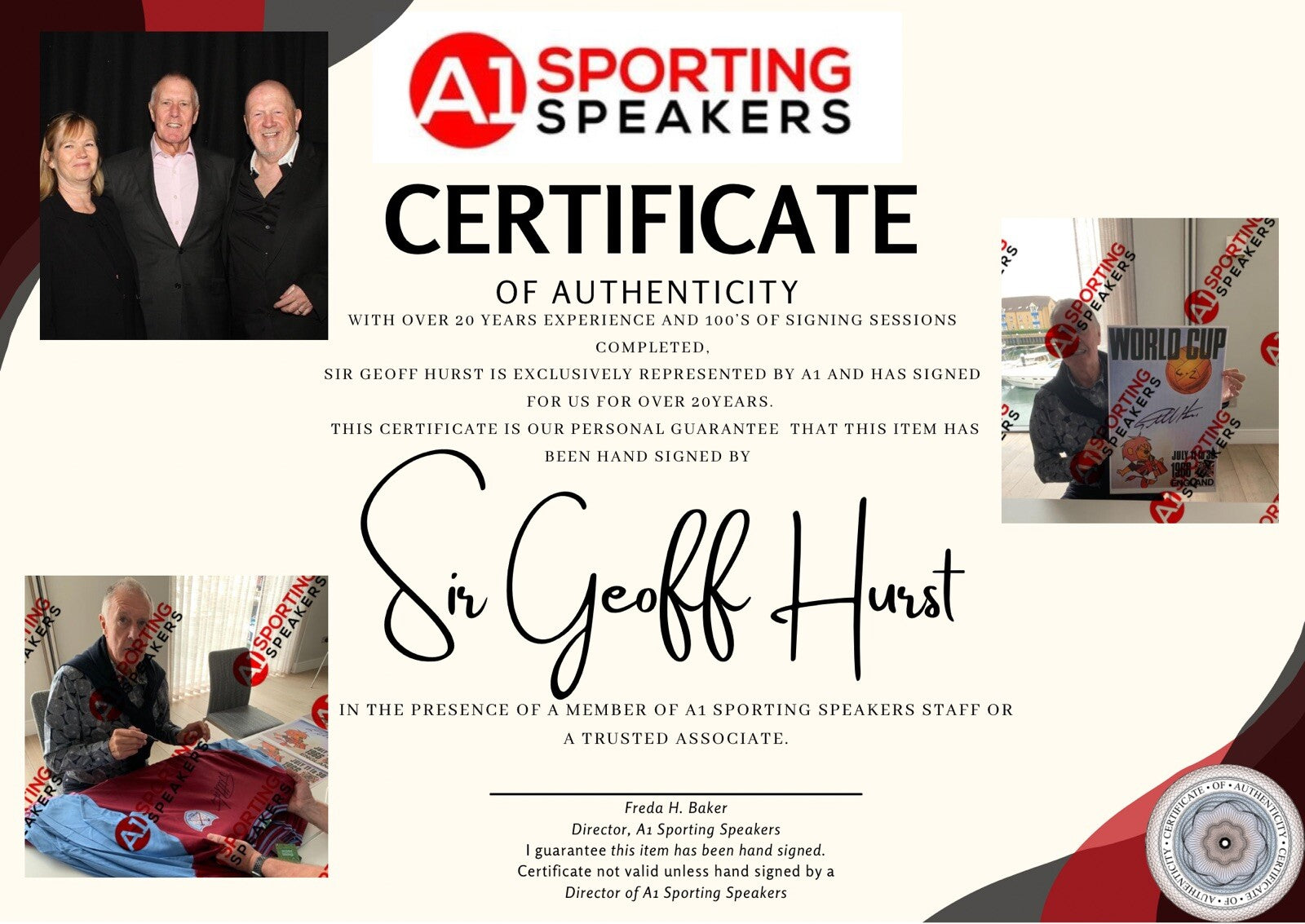 Trade Deal- 3 Sir Geoff Hurst 10x8 Signed Montage Photos From His Management £303