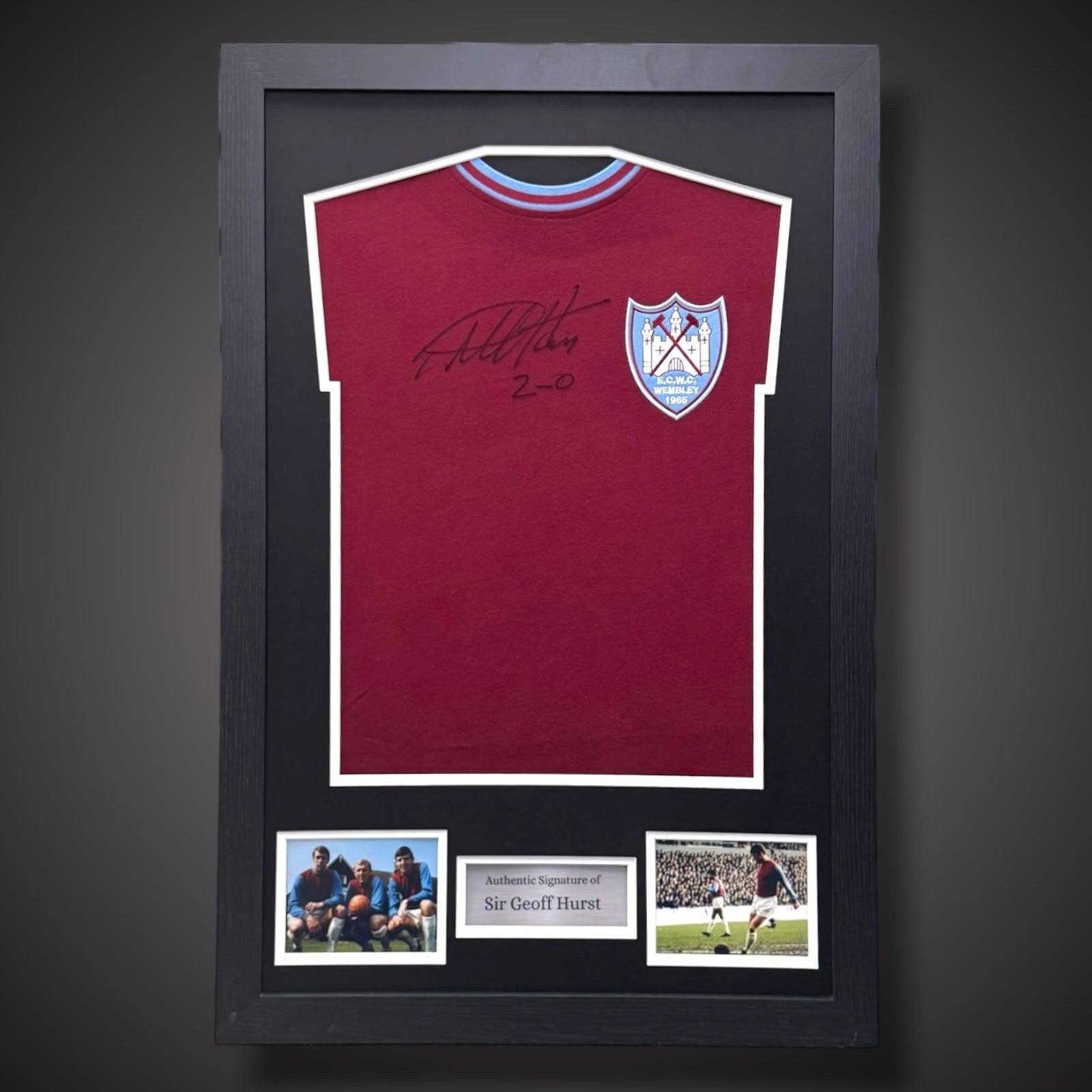Sir Geoff Hurst 2-0 Hand Signed & Framed West Ham 65 Cup Final Shirt COA £2490