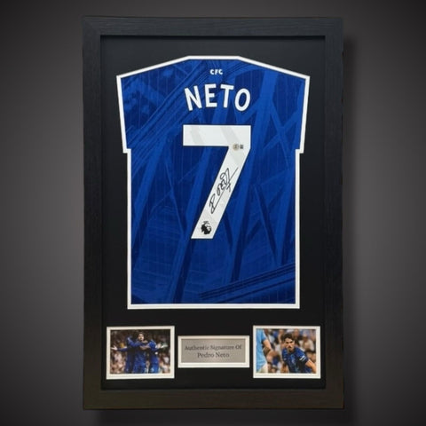 Pedro Neto Hand Signed Deluxe Framed  Chelsea Football Shirt With COA £3990