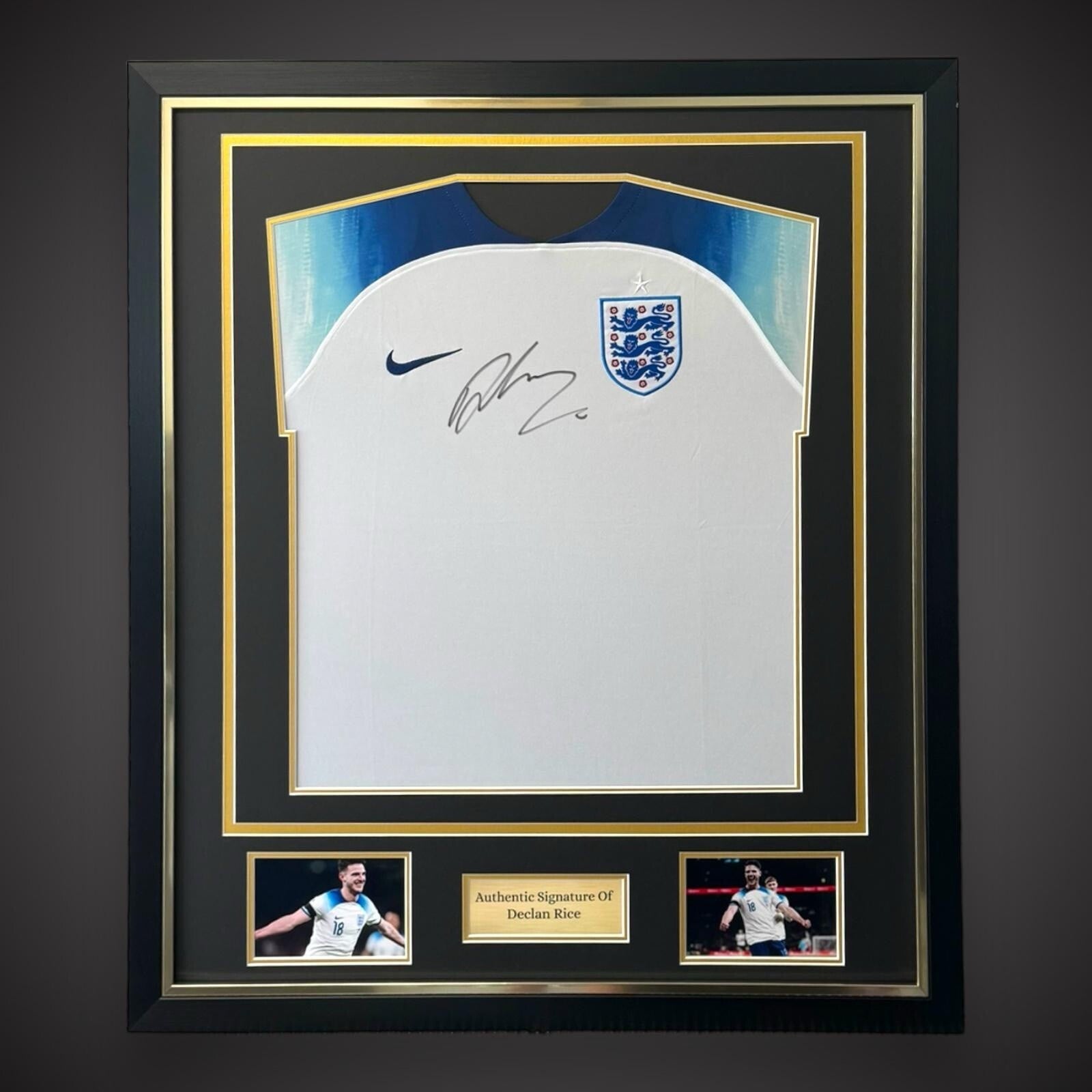 Deluxe Framed Declan Rice Hand Signed England  Shirt Only 1 Available £3490