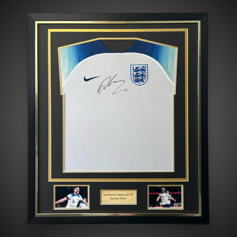 Deluxe Framed Declan Rice Hand Signed England  Shirt Only 1 Available £3490