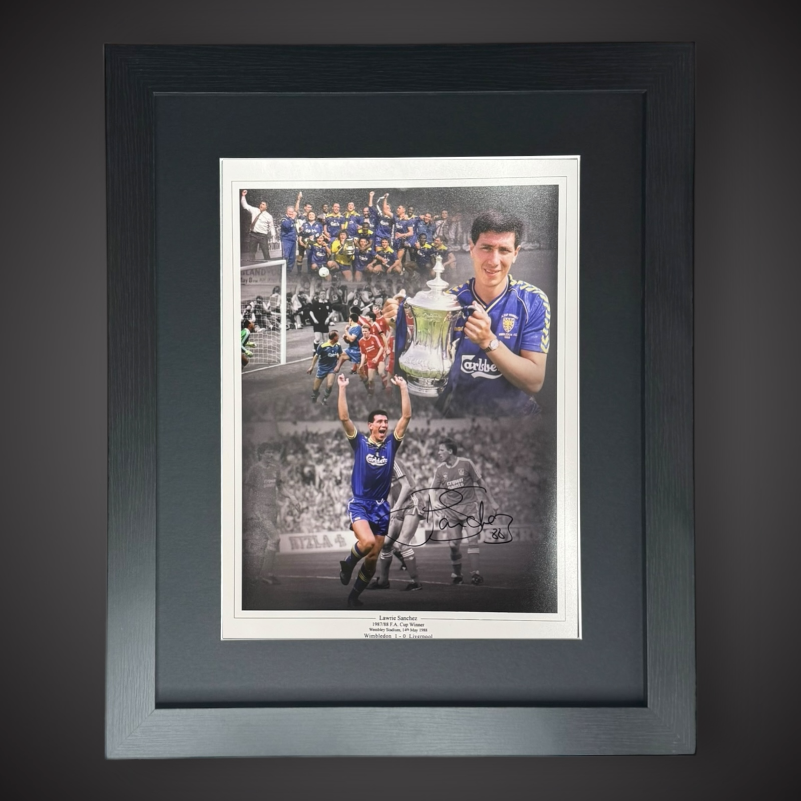 FRAMED Lawrie Sanchez Wimbledon 1 - Liverpool 0 Signed Photo £450