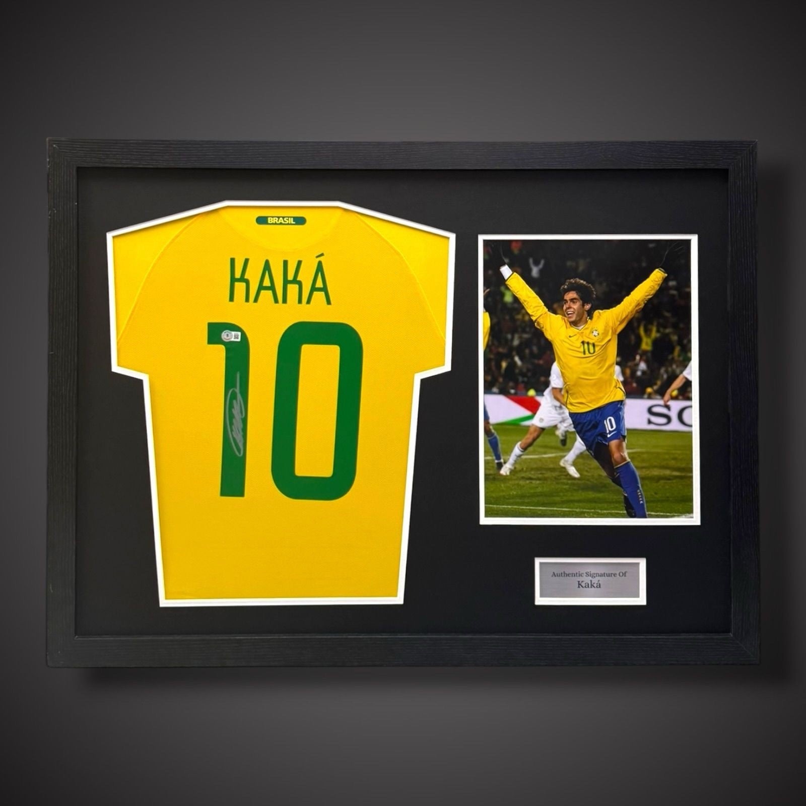 Kaka Hand Signed Brazil Football Shirt - World Cup Pano Framed £6990