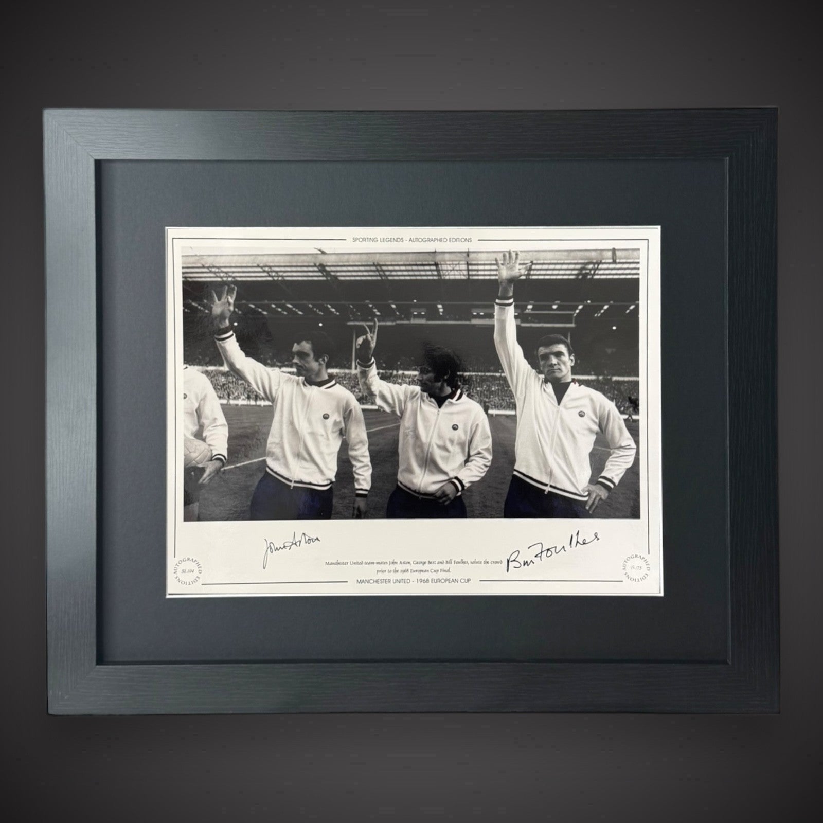 FRAMED John Aston & Bill Foulkes Signed Photo- Manchester United 1968 European0
