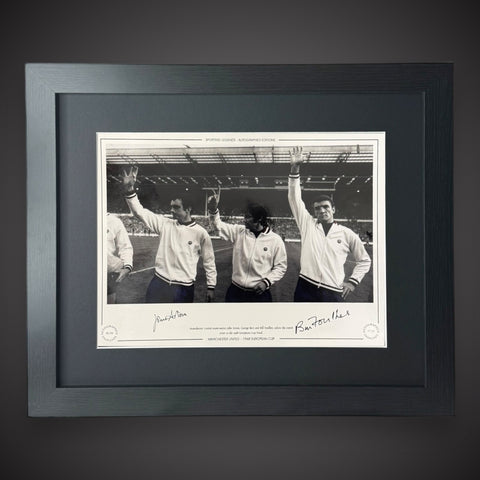 FRAMED John Aston & Bill Foulkes Signed Photo- Manchester United 1968 European0