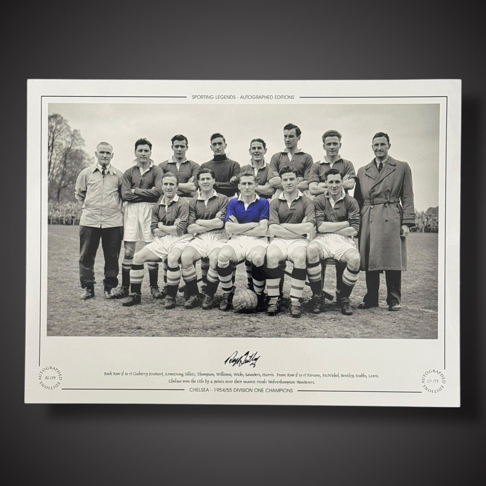 FRAMED Roy Bentley Chelsea 1954/55 Divison One Champions Signed Photo £451