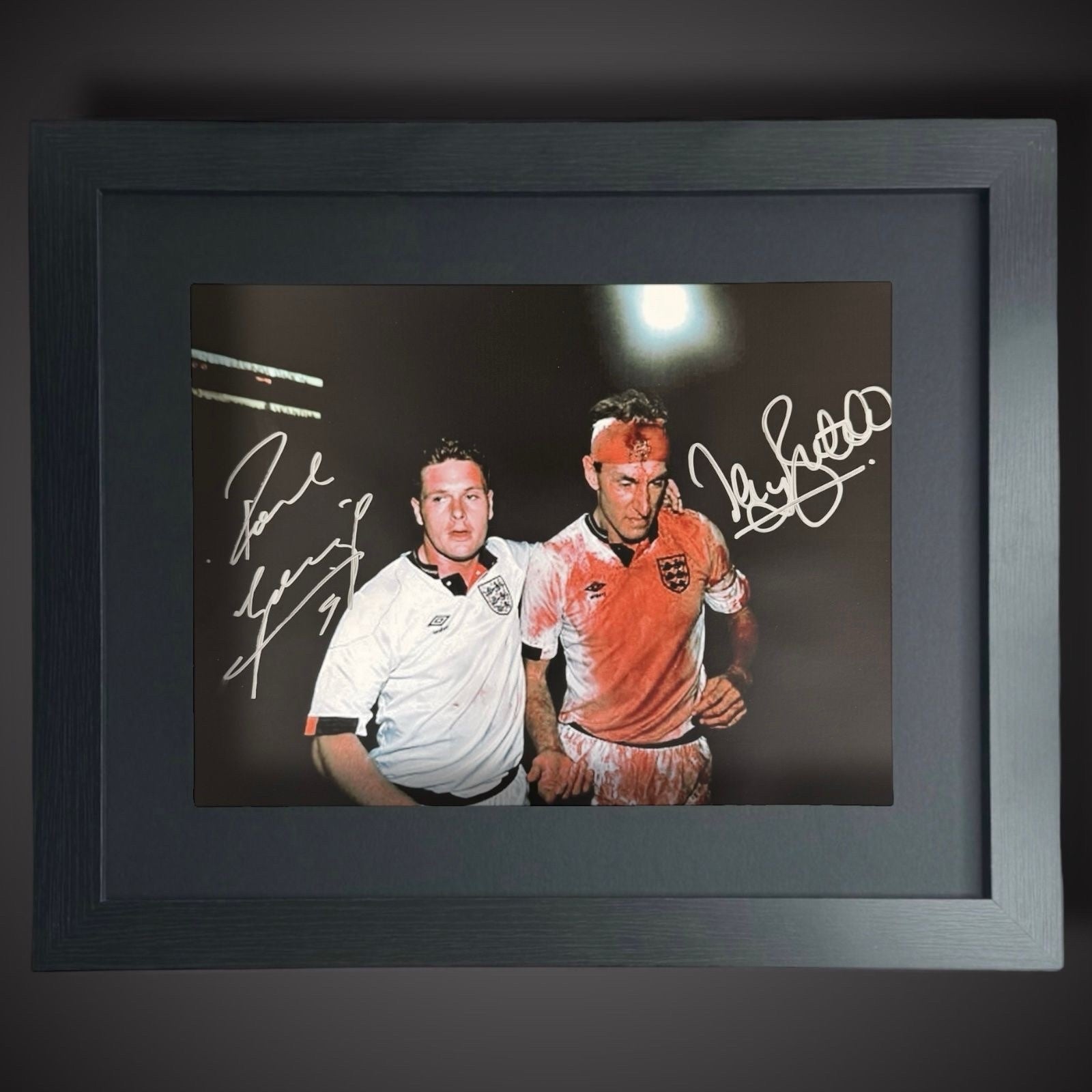 Paul Gascoigne & Terry Butcher Dual Signed Framed  Football Photo £59.99 16X200