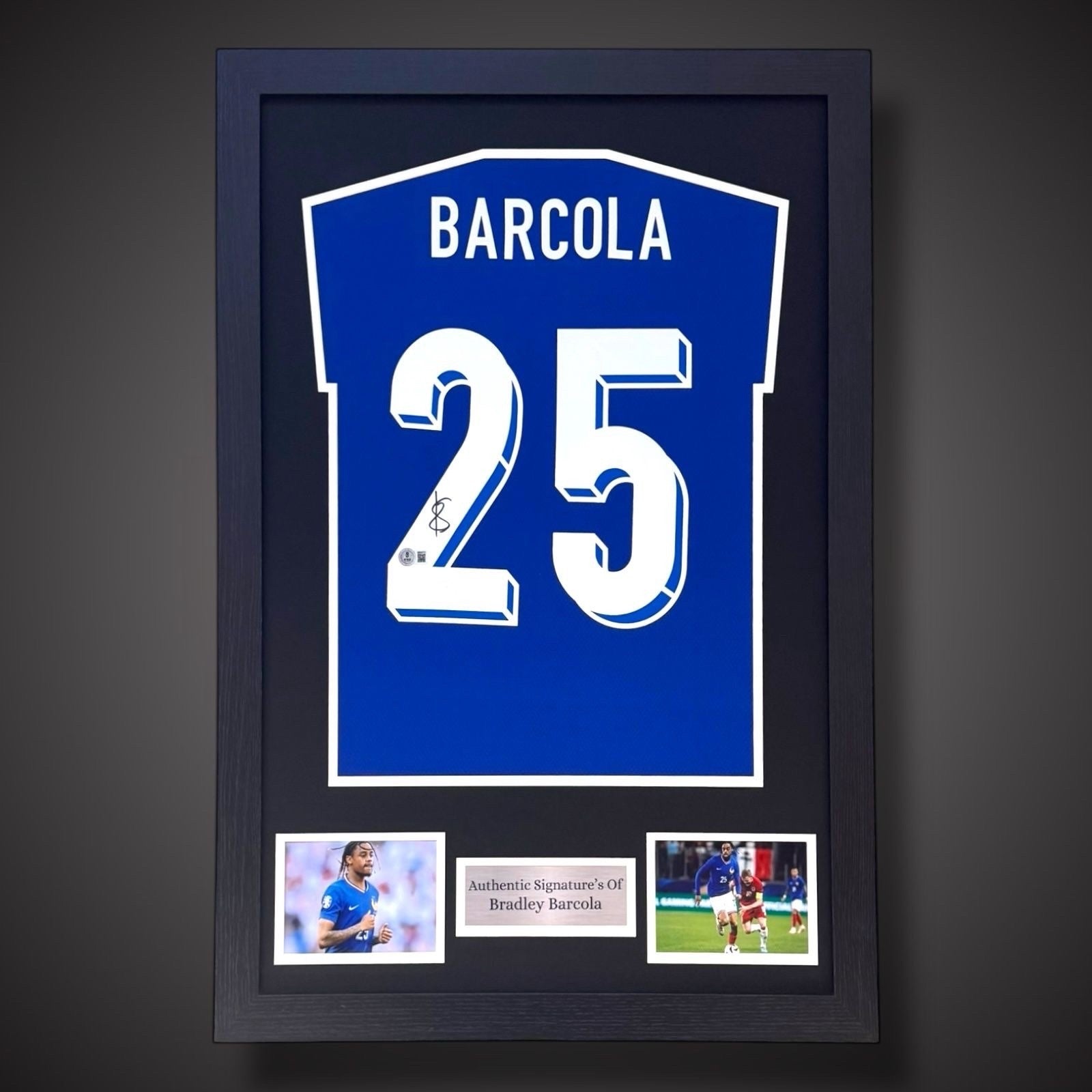 Bradley Barcola Hand Signed Framed France Home Shirt With COA £3490