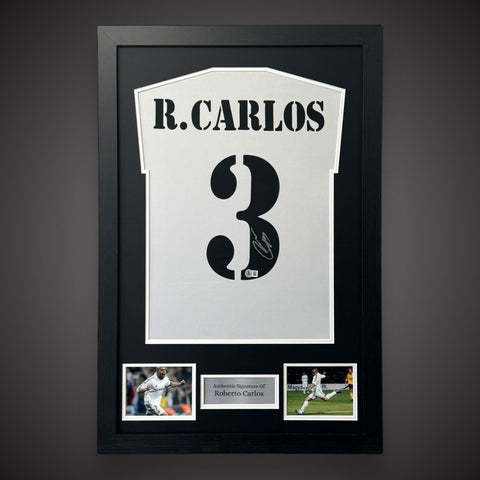 Roberto Carlos Hand Signed Real Madrid Framed Football Shirt With COA £2990