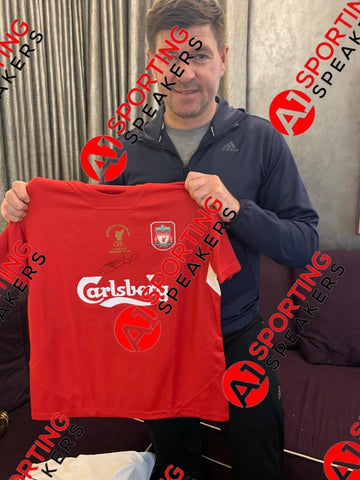 Steven Gerrard  Signed Deluxe Framed Liverpool 2005 Istanbul Shirt COA £3492