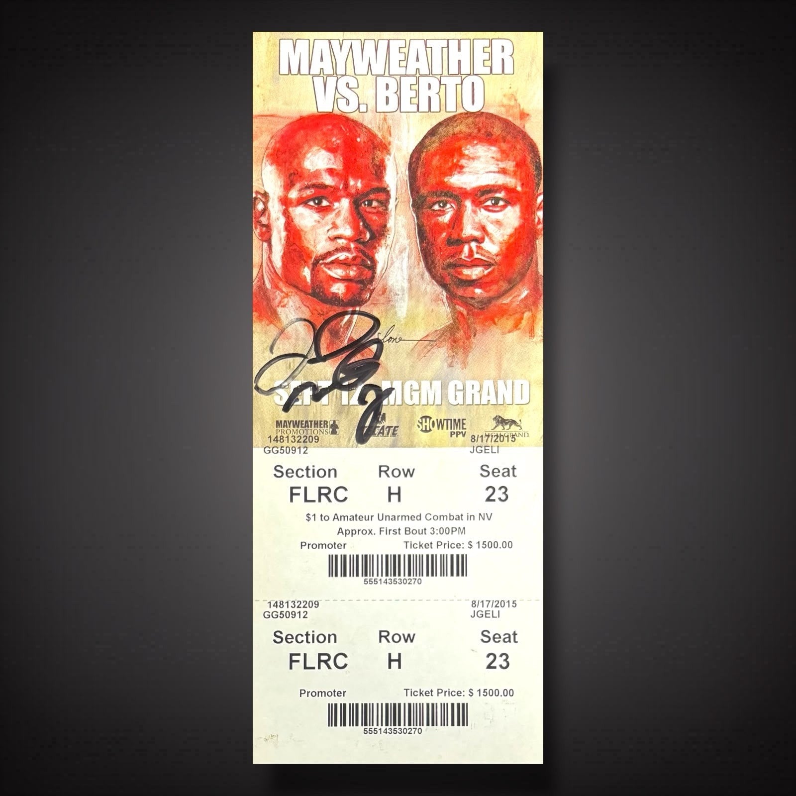 Floyd Money Mayweather Vs Berto Fight Ticket Hand Signed £549 With COA0