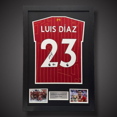 Framed Luis Diaz Hand Signed Liverpool Football Shirt With COA £2990