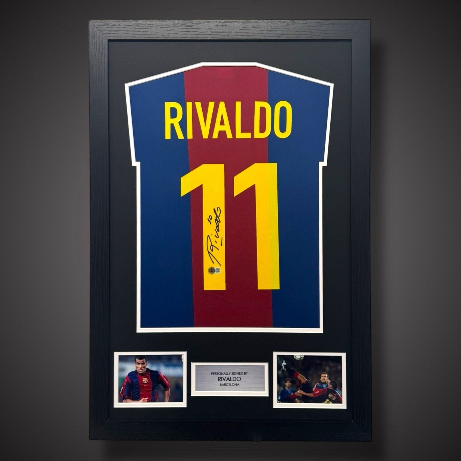 Rivaldo Hand Signed Barcelona Framed Football Shirt £3990