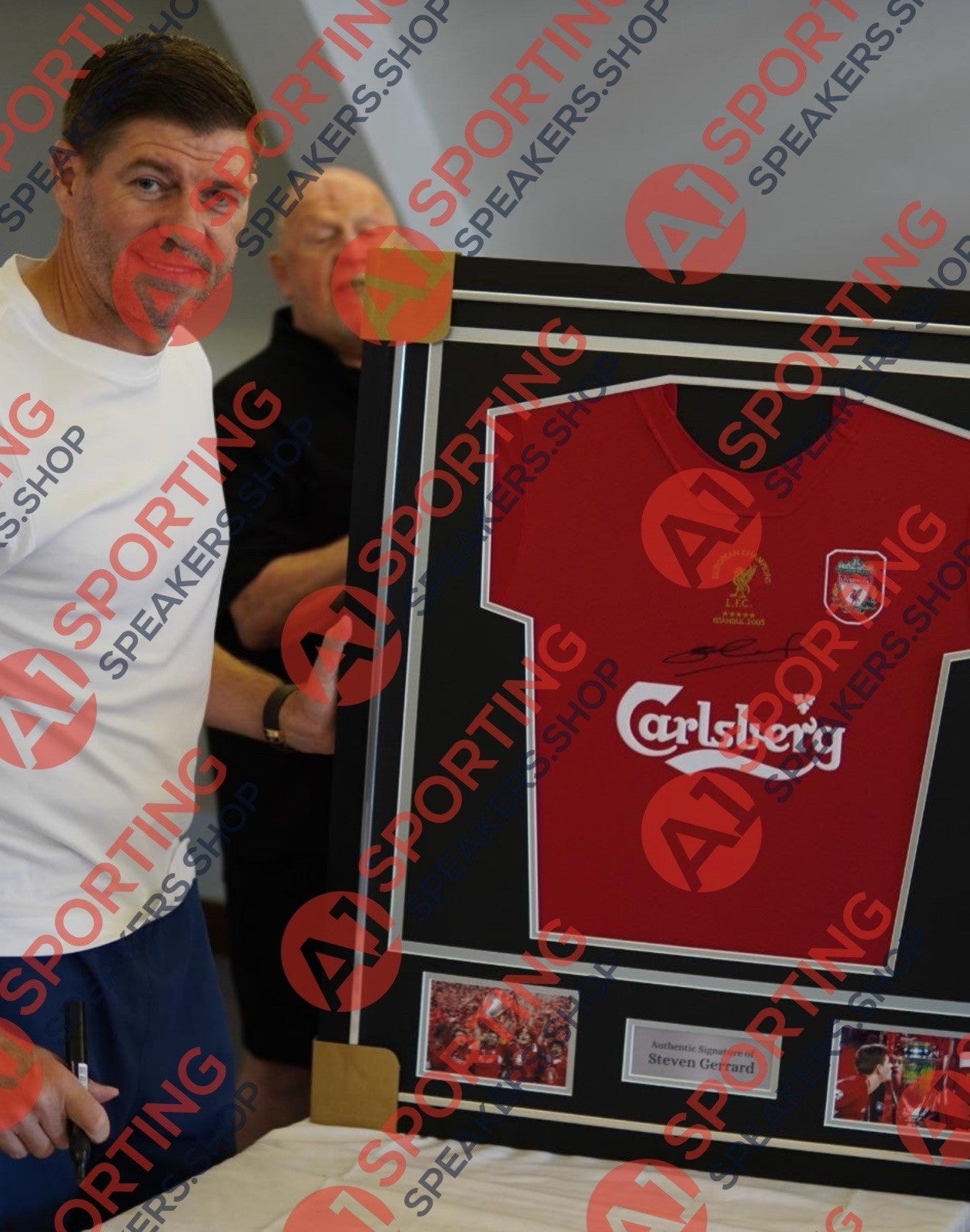 Steven Gerrard 2005 Istanbul Hand Signed Liverpool Shirt Deluxe Framed £2906