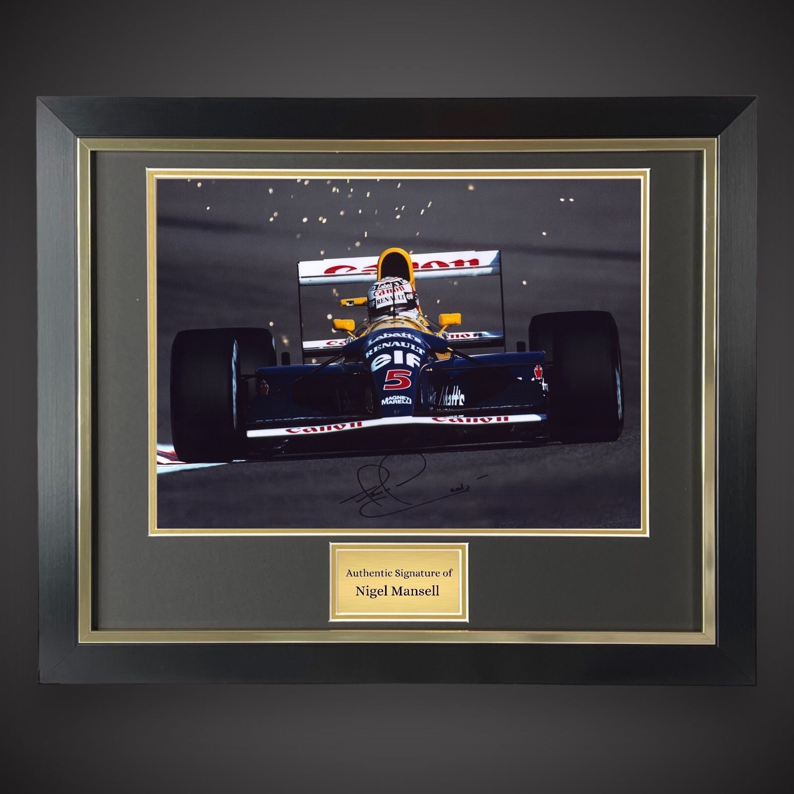 Racing Driver Nigel Mansell Hand Signed Framed Photograph £199 With COA0