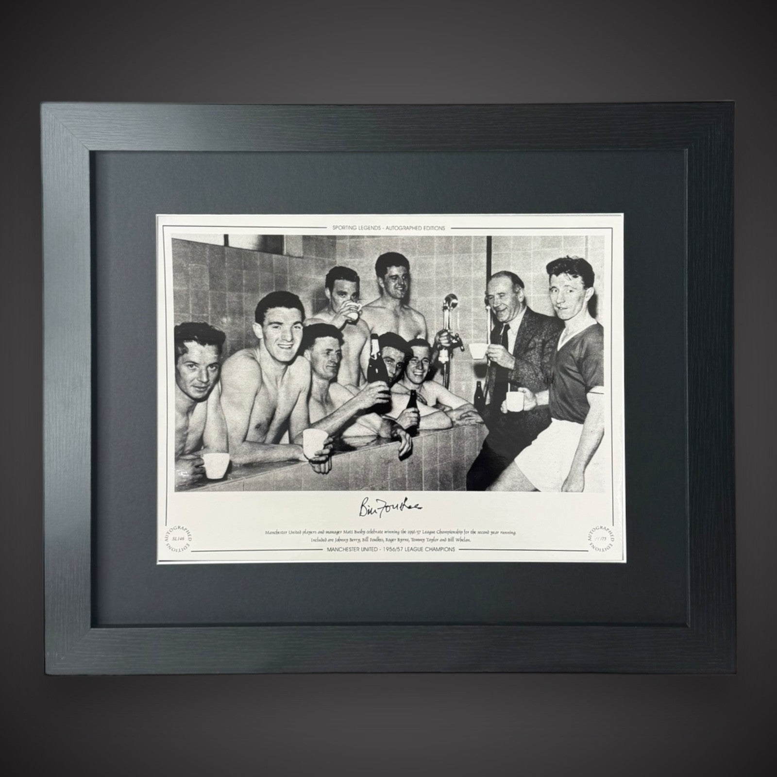 FRAMED Bill Foulkes - Manchester United 1956 League Champions Hand Signed Photo0