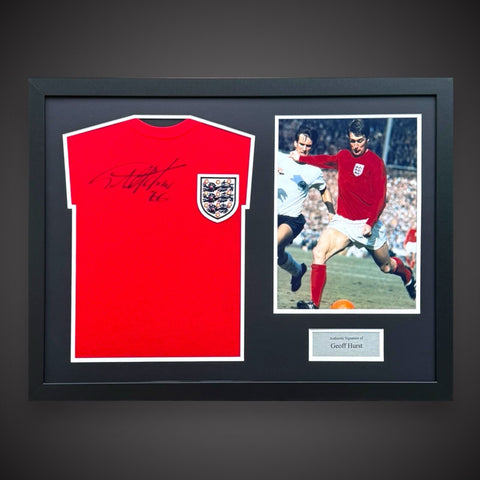 Framed Sir Geoff Hurst England  Signed  Shirt With Photo And COA £1600