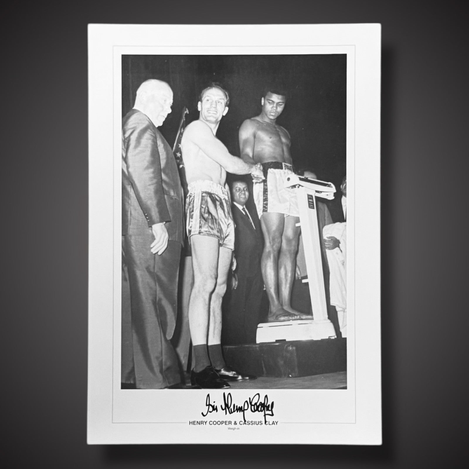 Sir Henry Cooper Cassius Clay Weigh In Signed Photo £300