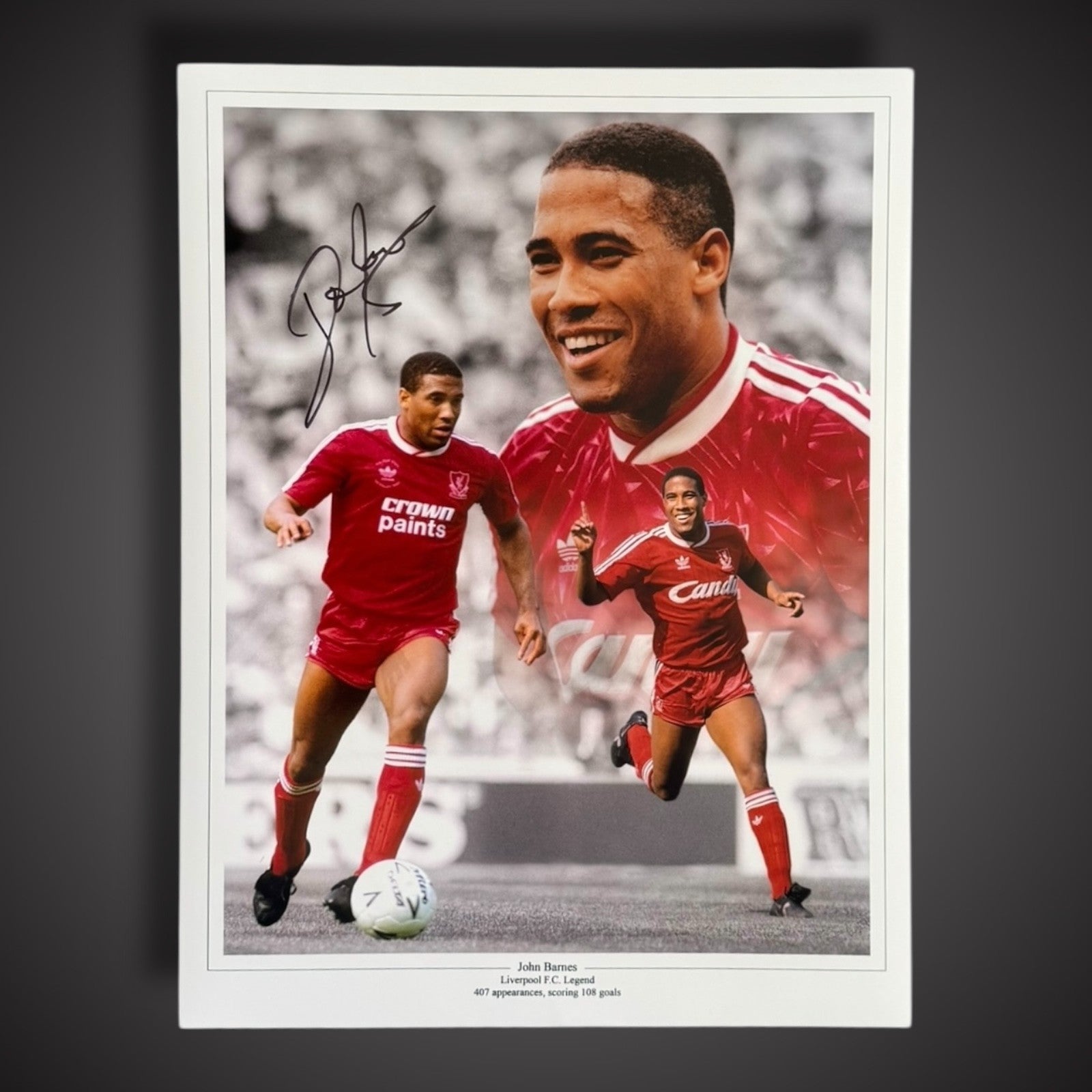 Framed Fantastic John Barnes Hand Signed Liverpool Photo 16x20 £49.99 With COA1