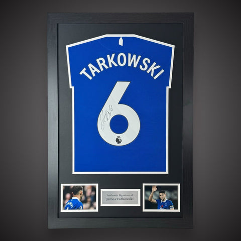 Framed JAMES TARKOWSKI EVERTON FC SIGNED 2023 SHIRT. Private Signing COA £3290