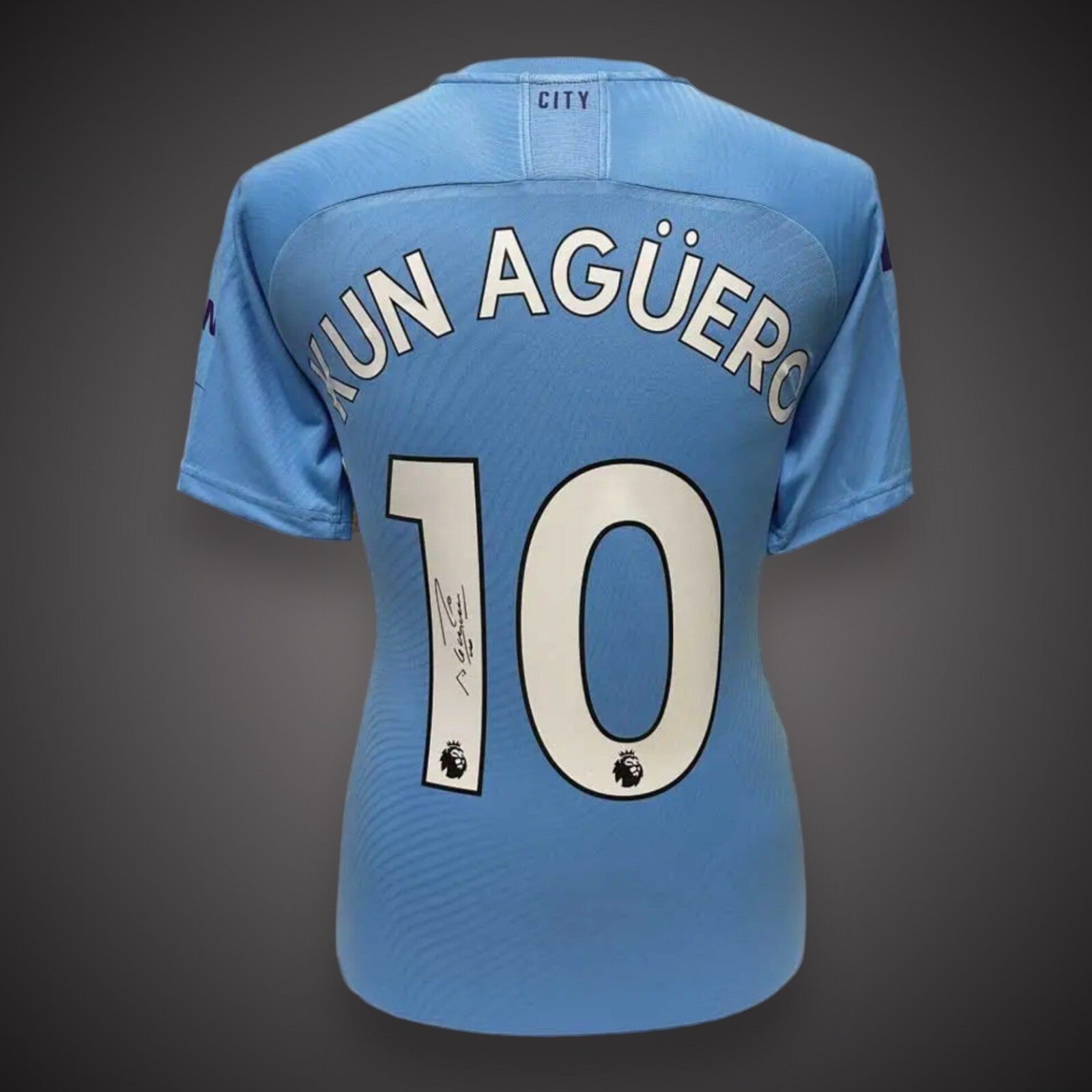Sergio Kun Aguero Signed Manchester City Shirt £225 With COA Private Signing0