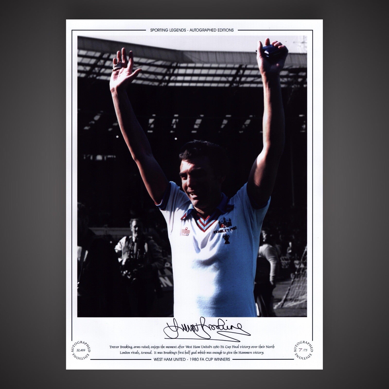 Trevor Brooking West Ham United 1980 FA Cup Winners Signed Photo £49.990