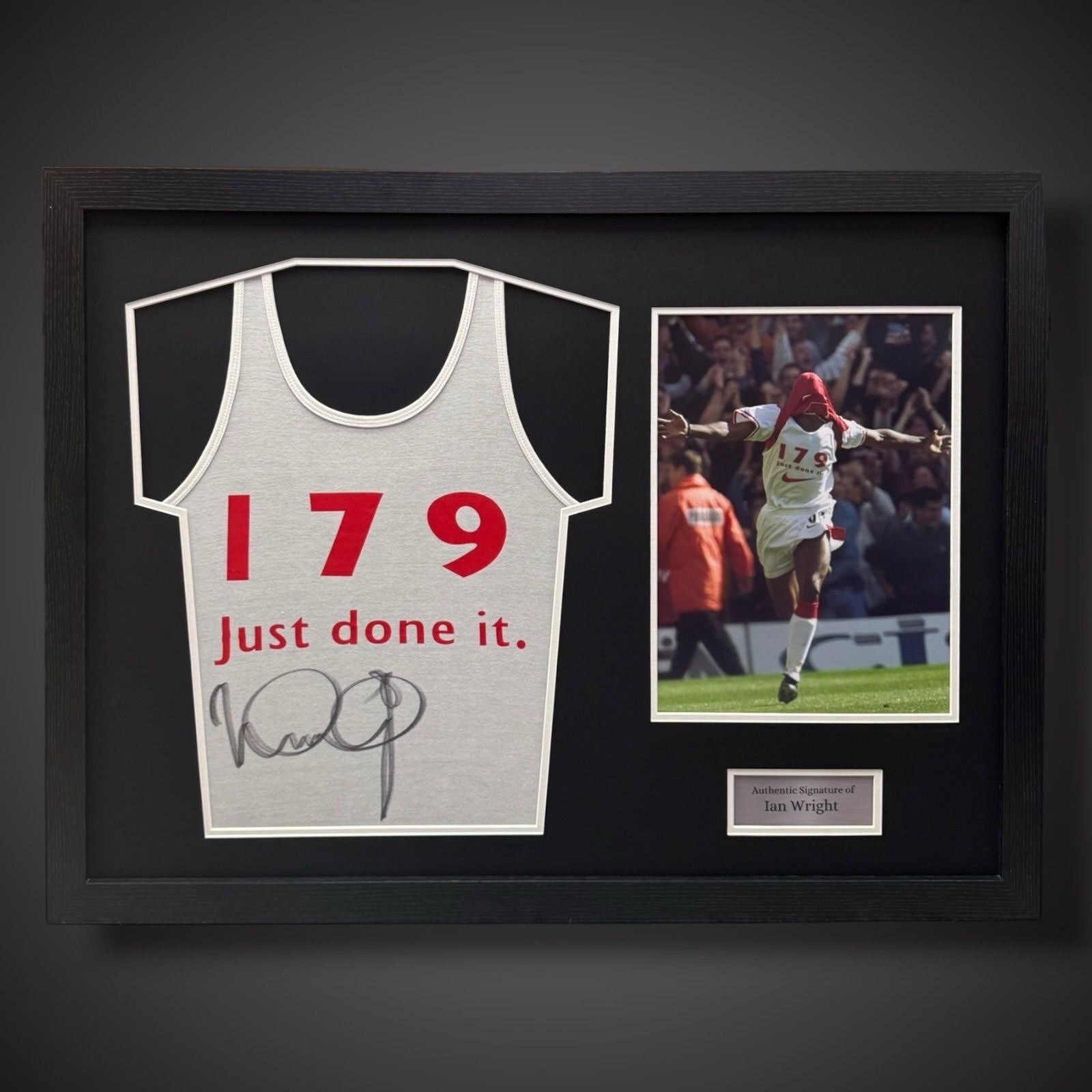Ian Wright Arsenal Legend Hand Signed And Pano Framed “Just Done It”  Vest £3250