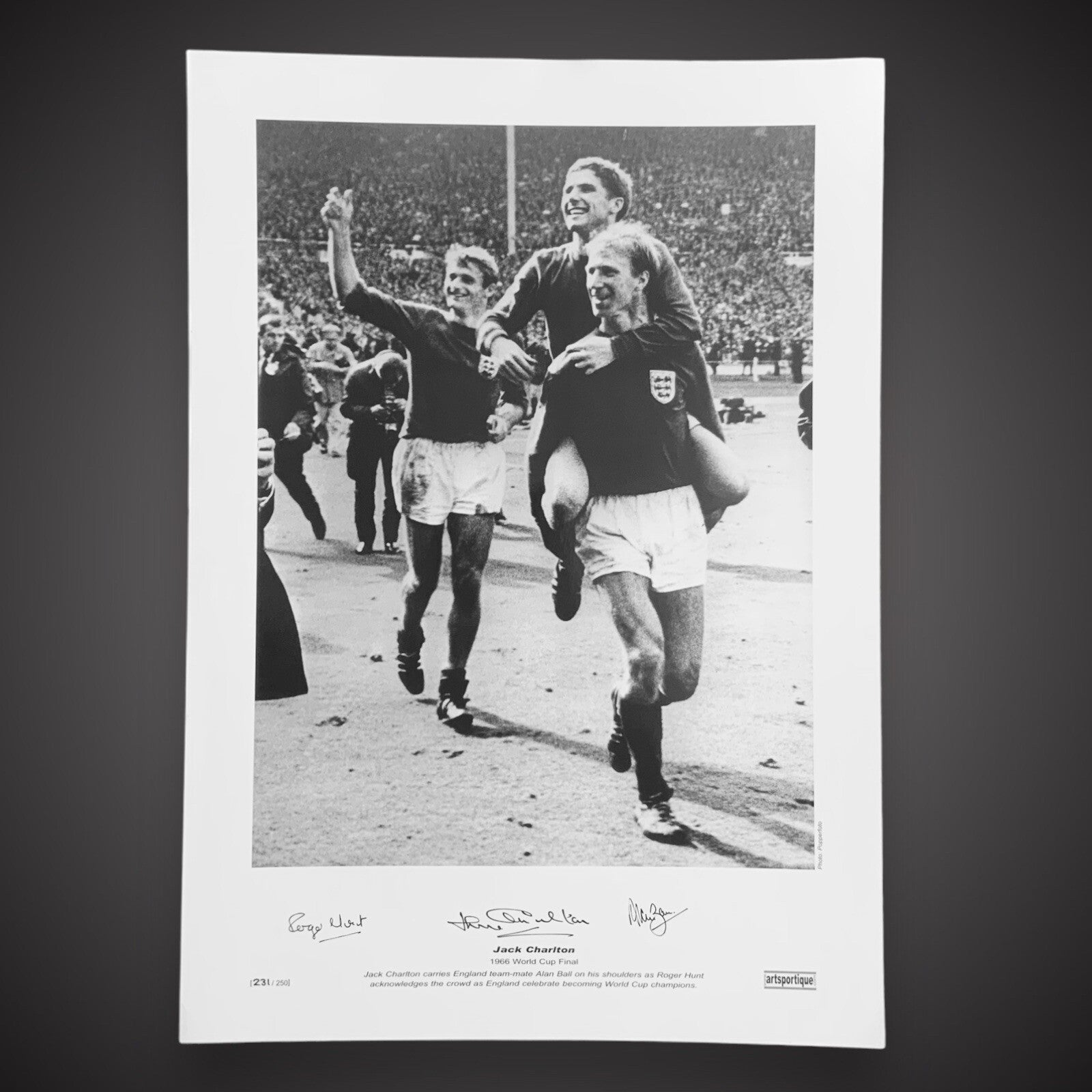 MULTI SIGNED ENGLAND PHOTO - HUNT, J.CHARLTON & BALL £39 16X230